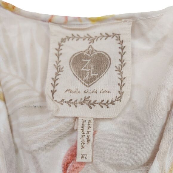 Z&L Europe Mini Dress Womens Medium Beige Floral Flared Sleeve Y2K Beachy Travel - Picture 9 of 12
